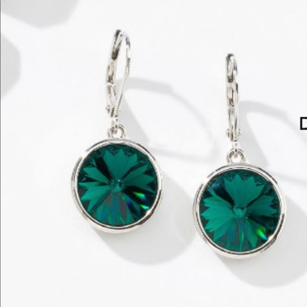 Touchstone Crystal by Swarovski LULU earrings green NIB emerald gorgeous sparkle